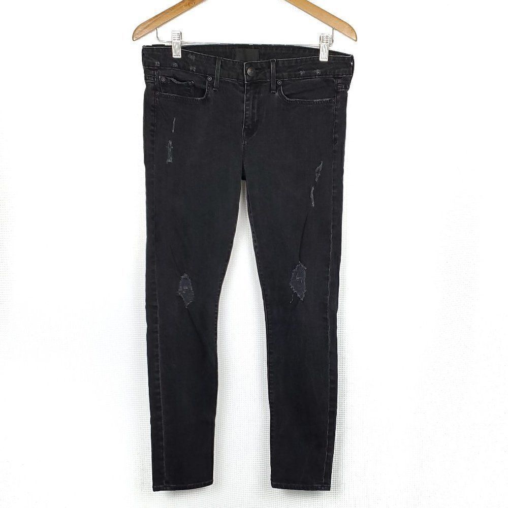 Vince Destructed Black Ankle Skinny Jeans